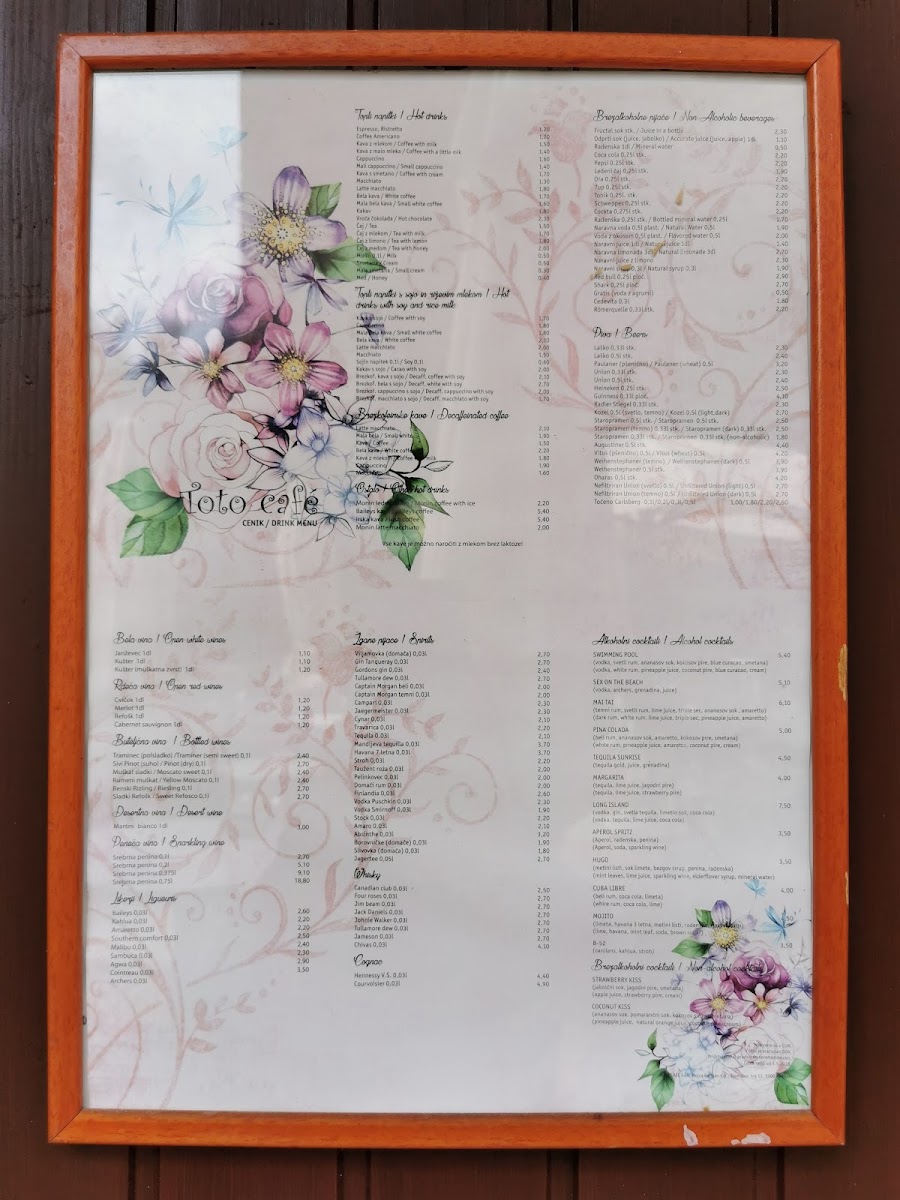 Menu Toto Cafe Bar, Mojca Furman S.p.-1